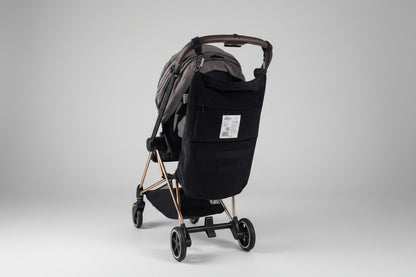 The Stroller Sling Hammock - Black Fox in Velvet attached to cybex stroller