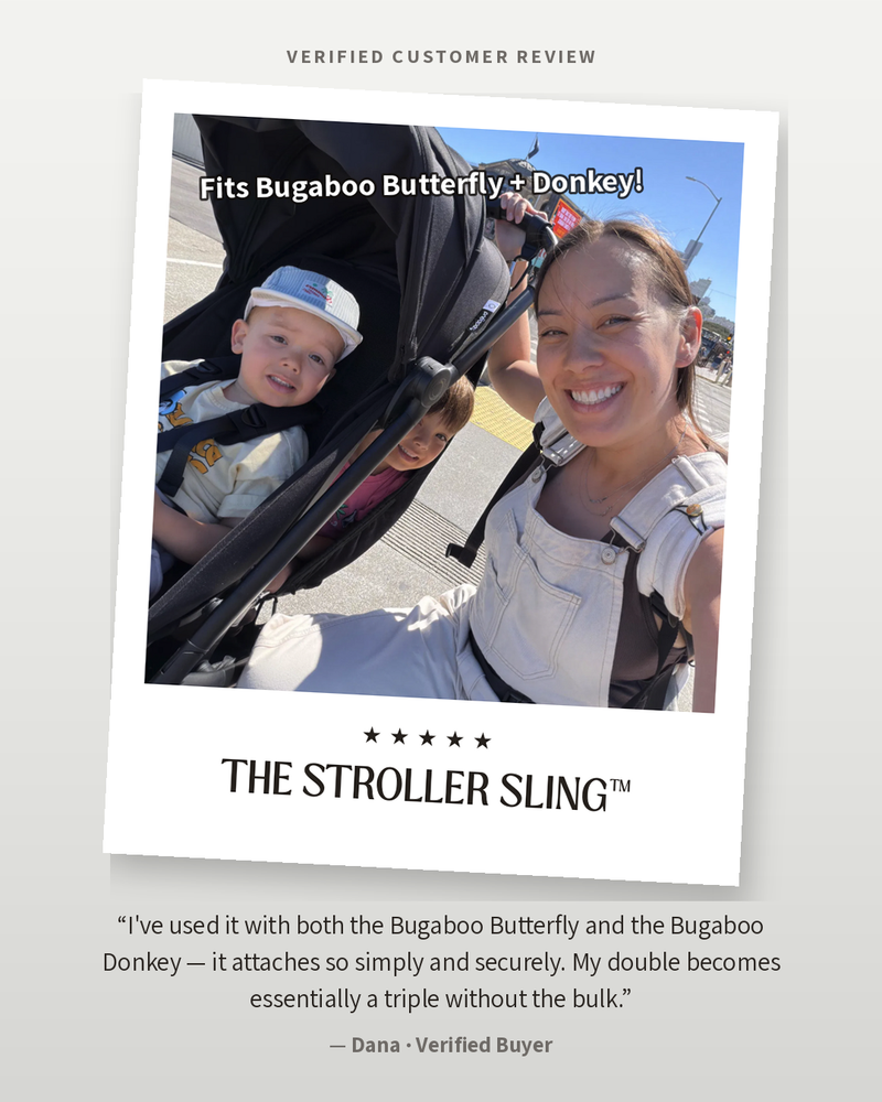 Verified customer review: The Stroller Sling used on Bugaboo Butterfly and Bugaboo Donkey strollers
