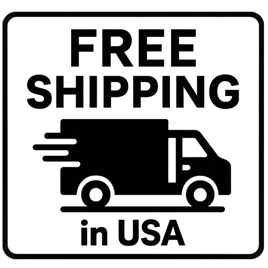 FREE SHIPPING in USA icon, square, white and black, showing truck